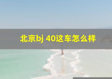 北京bj 40这车怎么样